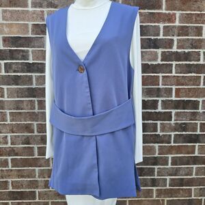 Jason Wu Sleeveless Blue Vest Tunic Top Womens Size S V-Neck Button Front